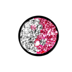 0G Pink Crystal Ferido Yin Yang Acrylic Screw Fit Tunnel