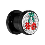0G Cherry Ferido Crystal Acrylic Screw Fit Tunnel