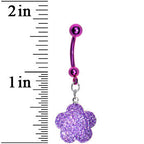 Purple Sparkler Flower Dangle Belly Ring