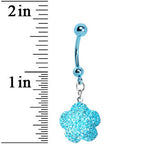 Aqua Sparkler Flower Dangle Belly Ring