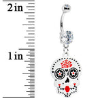 Rose Flower Petals Sugar Skull Belly Ring