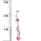 Pink Spiral Twist Heart Belly Ring