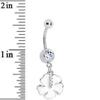 White Cubic Zirconia Poppy Flower Belly Ring