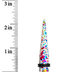 00G Acrylic Rainbow Bubblegum Spatter Straight Taper