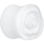 20mm White Rose Flower Acrylic Saddle Plug