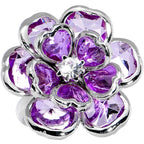 Small Purple Faceted Blooming Flower Adjustable Ring