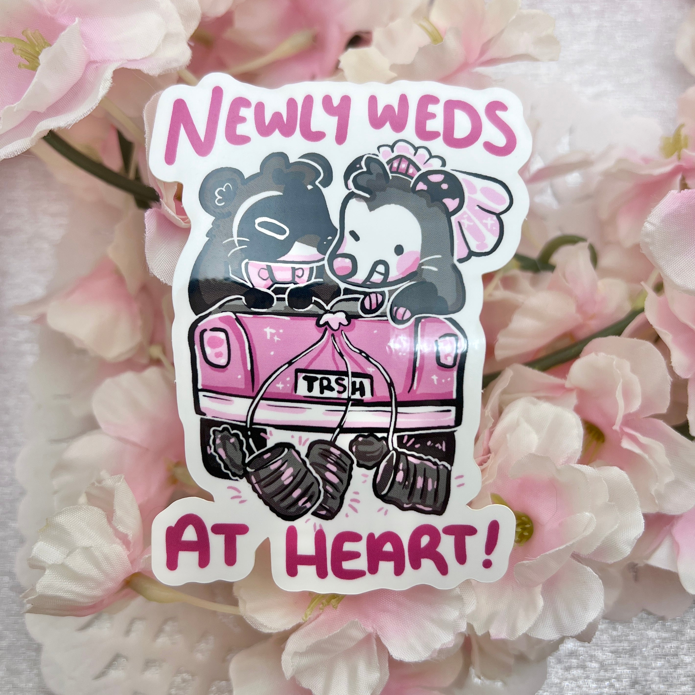 "Newly Weds At Heart!" Raccoon & Opossum ~ Sticker