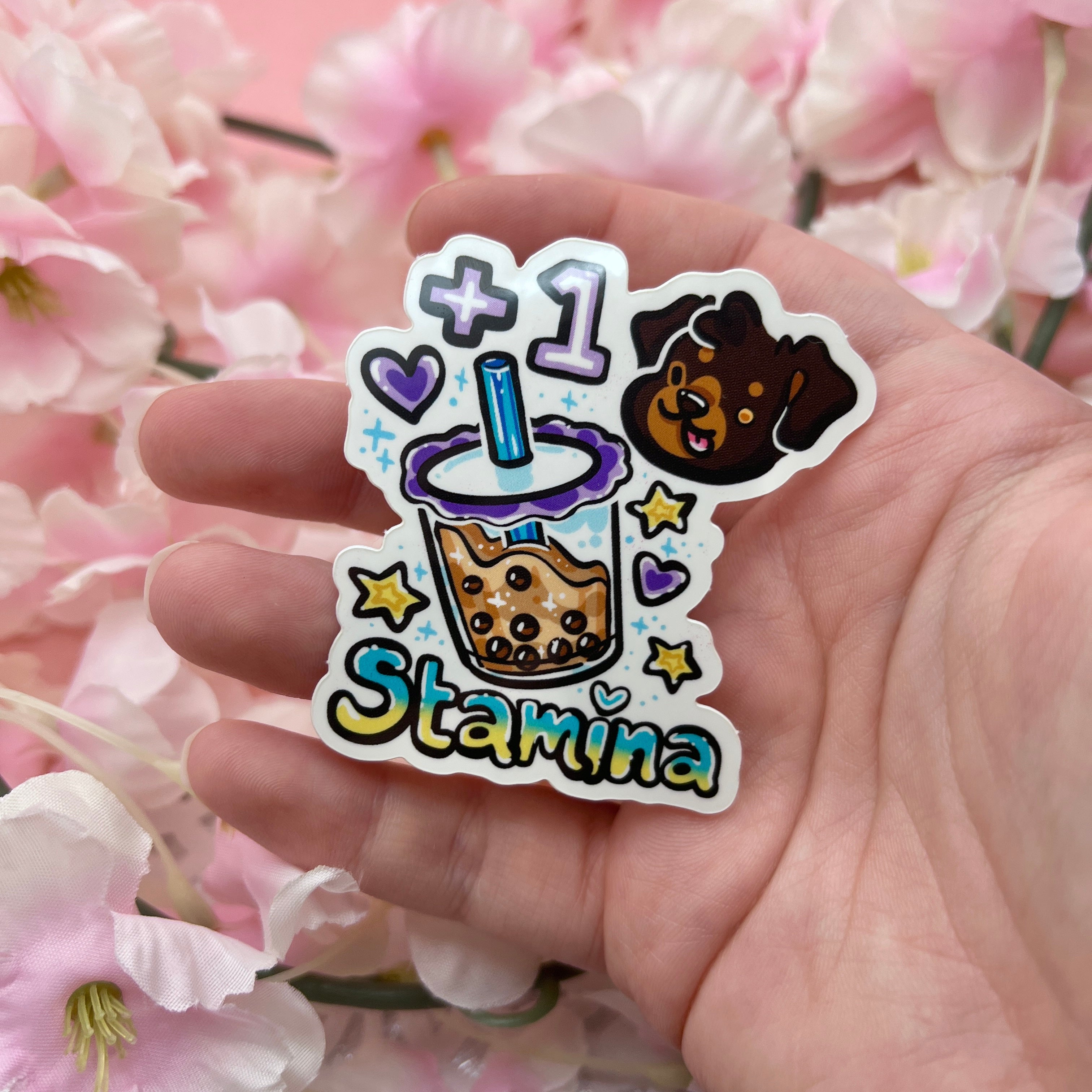"+1 Stamina!" Boba Puppy ~ Sticker
