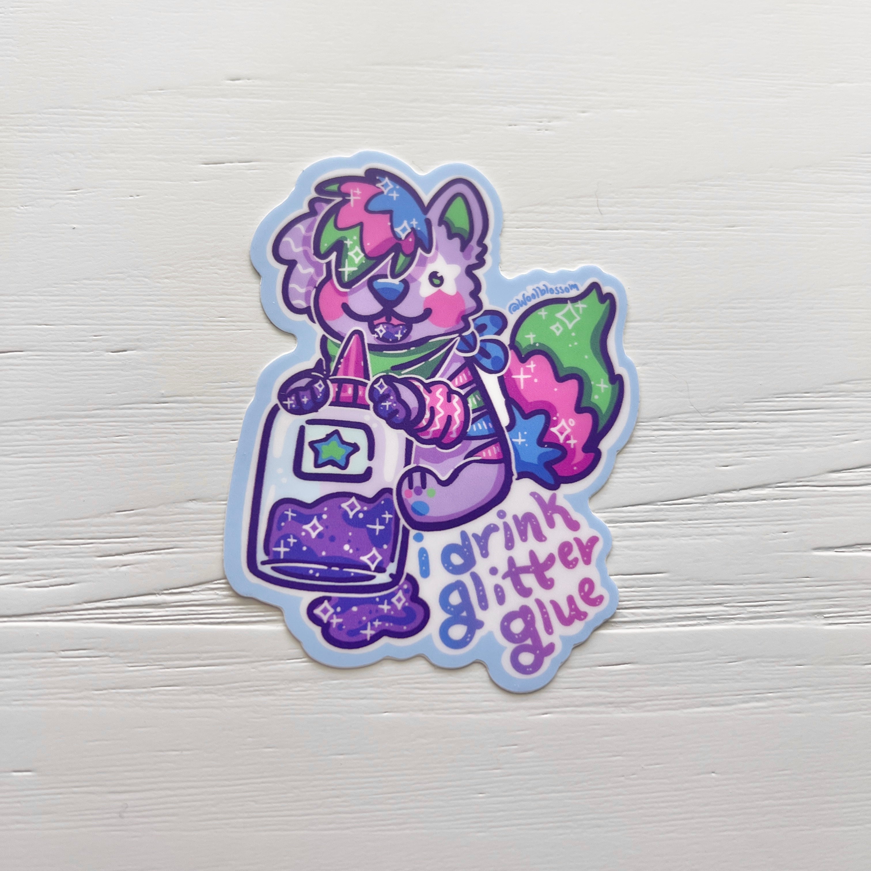 "I Drink Glitter Glue" Sparkle Dog ~ Sticker