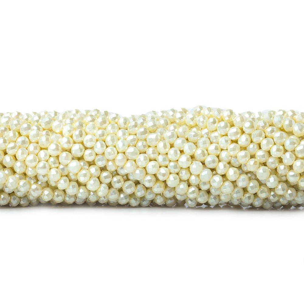 3mm Pale Yellow Shell Pearl micro faceted round beads 13 inch 133 pieces
