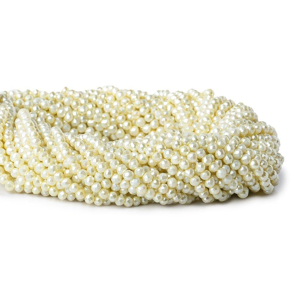 3mm Pale Yellow Shell Pearl micro faceted round beads 13 inch 133 pieces