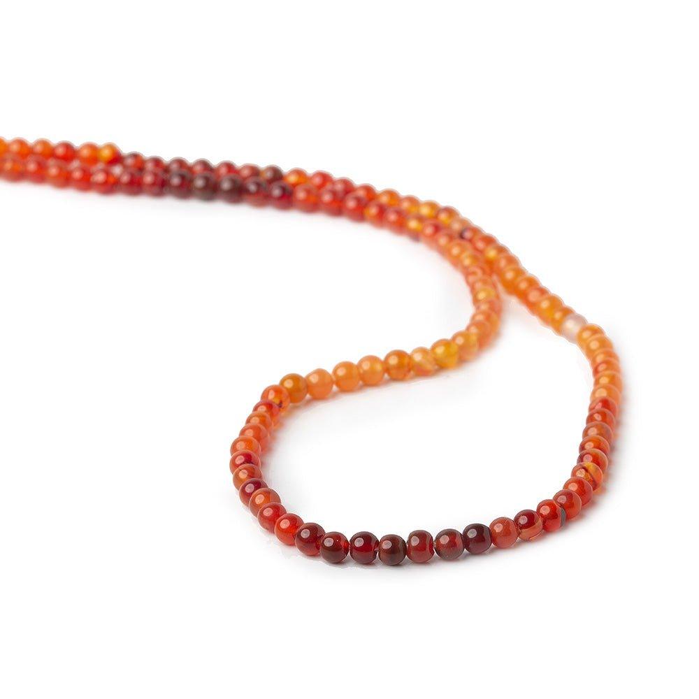3mm Shaded Carnelian Round Beads, 14 inch