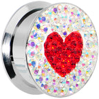 7/8 Stainless Steel Aurora Gem Red Heart Screw Fit Plug