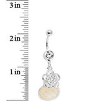 Crystalline Gem Oval Shimmer Flower Belly Ring