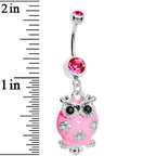 Pink Gem Flower Owl Belly Ring