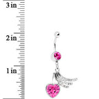 Pink Gem Heart Trails Belly Ring