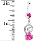 Pink Gem Cosmic Swirl Heart Belly Ring