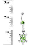 Green Gem Turtle Belly Ring