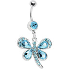 Aqua Gem Teardrop Wings Butterfly Belly Ring