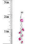 Pink Gem Dropping Chain Dangle Belly Ring