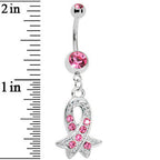 Pink Gem Breast Cancer Awareness Ribbon Belly Ring