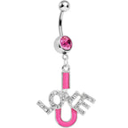 Pink I Love You Belly Ring
