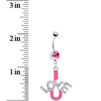 Pink I Love You Belly Ring