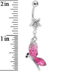 Pink Gem Dragonfly Belly Ring