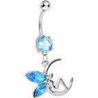 Aqua Fairy on a Crescent Moon Belly Ring