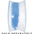 20mm Clear Acrylic Blue Floating Rose Flower Saddle Plug