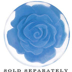 7/8 Clear Acrylic Blue Floating Rose Flower Saddle Plug