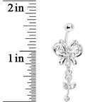 Crystalline Gem Butterfly Flower Drop Belly Ring