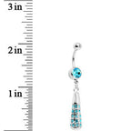 Aqua Gem Paved Drop Dangle Belly Ring