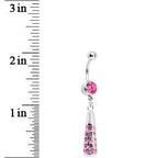 Pink Gem Paved Drop Dangle Belly Ring