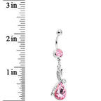 Pink Gem Loop-Di-Loop Teardrop Belly Ring
