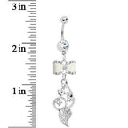White Enamel Bowtie Winding Vine Belly Ring