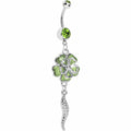 Green Morning Glory Flower Dangle Belly Ring