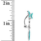 Top Mount Aqua Gem Dragonfly Belly Ring