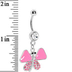 Pink Enamel Jeweled Butterfly Dangle Belly Ring