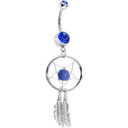 Blue Native American Dreamcatcher Belly Ring