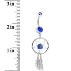 Blue Native American Dreamcatcher Belly Ring