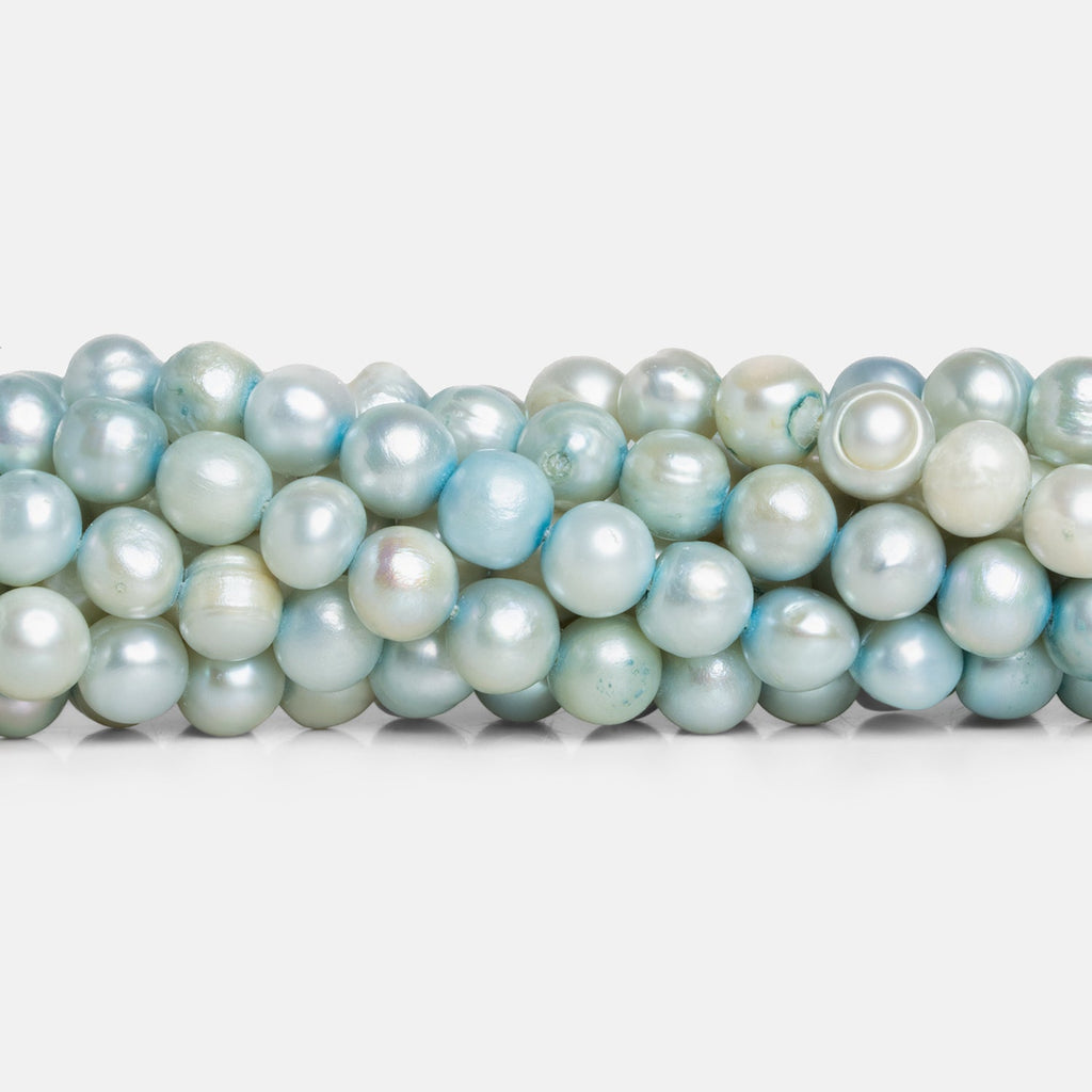 6-7mm Aqua Blue Shaded Baroque Pearls 14 inch 55 beads