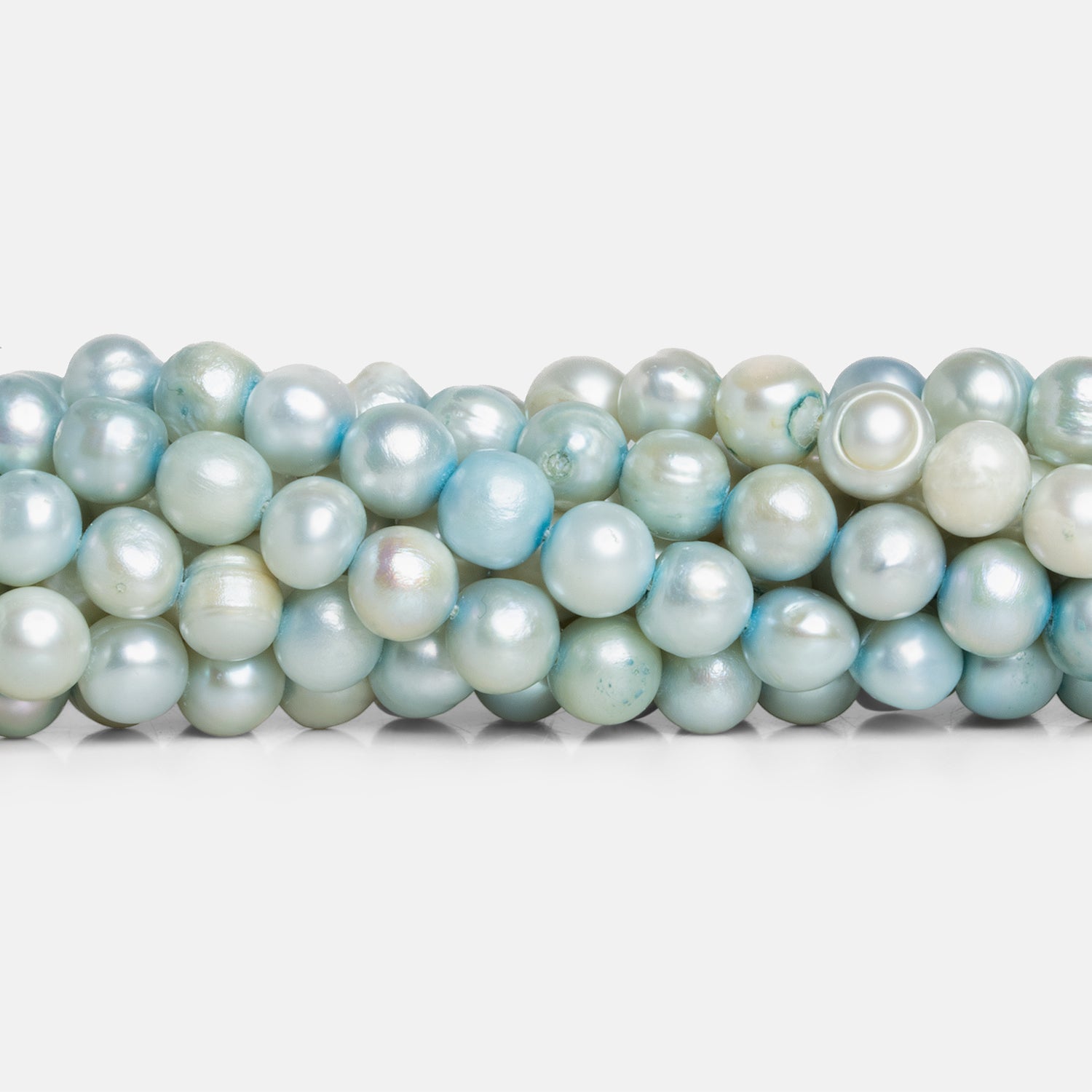 6-7mm Aqua Blue Shaded Baroque Pearls 14 inch 55 beads