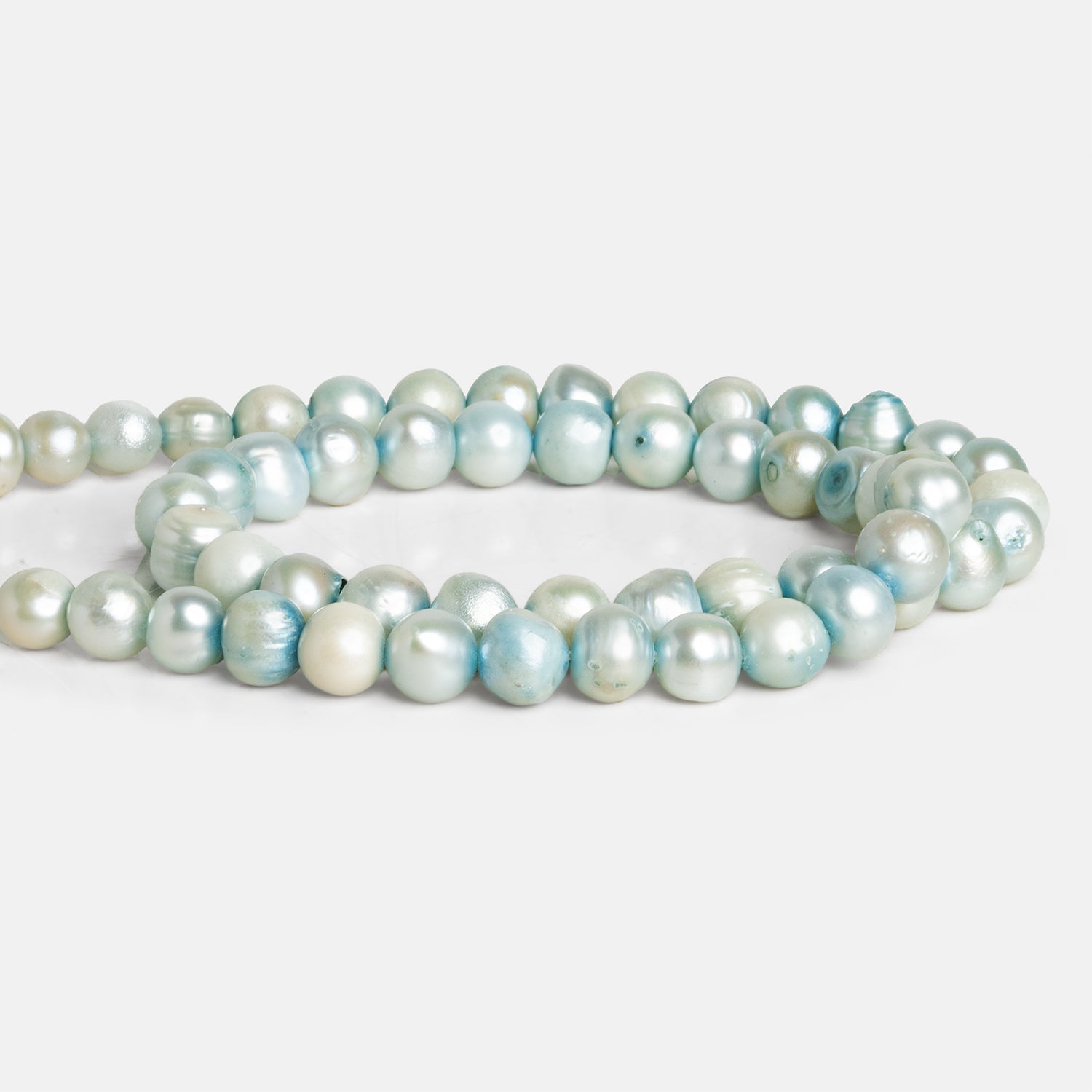 6-7mm Aqua Blue Shaded Baroque Pearls 14 inch 55 beads