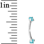 Aqua Prong Set Gem Internally Threaded Eyebrow Ring