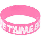 Pink White Jet'aime Boobies Awareness for Breast Cancer Bracelet