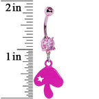 Pink Gem Mushroom Dangle Belly Ring