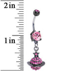 Pink Gem Saturn Planet Dangle Belly Ring