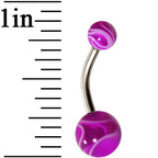 Grade 23 Solid Titanium Purple White Acrylic Swirl Belly Ring