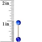 Grade 23 Solid Titanium Royal Blue Marble Acrylic Barbell Tongue Ring